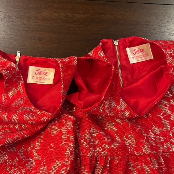 Justice Red and Silver Kids Formal Dresses Sz 7 and 8 - Picture 2 of 4
